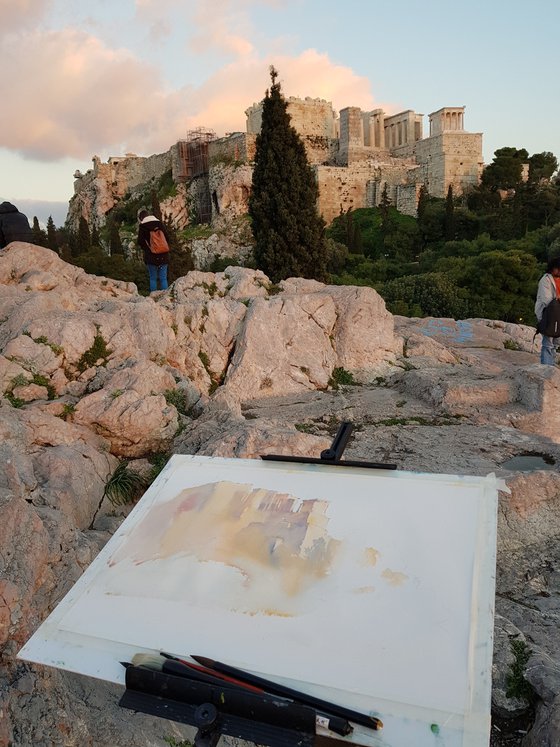 Pink clouds over the Acropolis