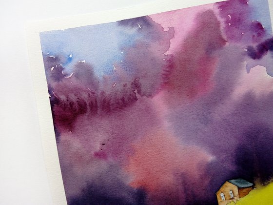Purple Clouds. Landscape painting