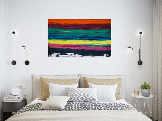 "Balance" multicolor expressionist painting, 100x60 cm