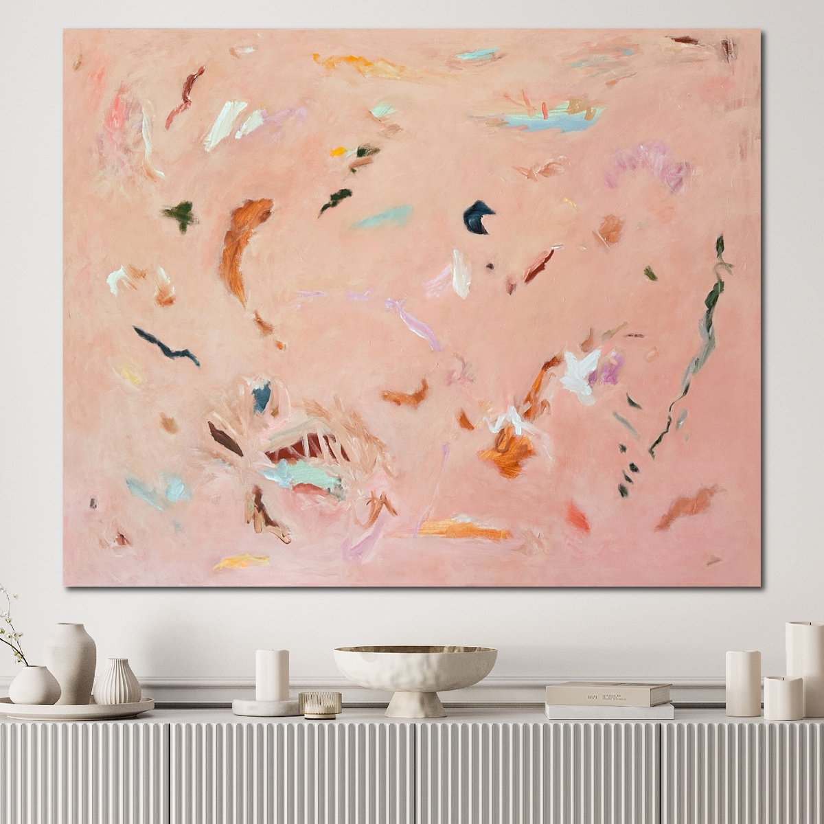 Organic Abstract Acrylic Painting By Kylie Sams, 60 X 48", Whispered Words, Original Artwork