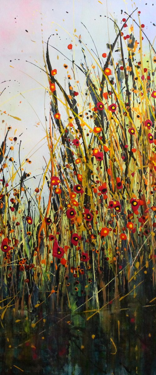 A Place With No Name -  Large Original abstract floral painting by Cecilia Frigati