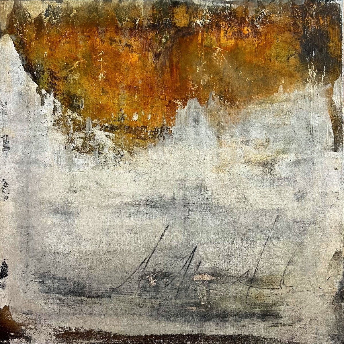 Abstract Painting By Sergio Aranda, 20 X 20", Curtain Of Innocence, Original Artwork