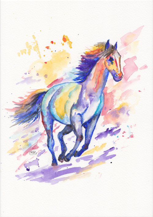 Colourful Wild Horse by MARJANSART