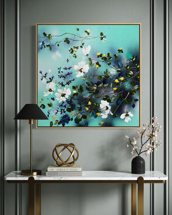 Golden Buds in Turquoise Air