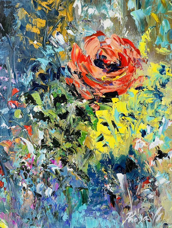 Symphony in Scarlet - Diptych Painting - Roses