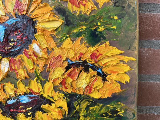 Texture Sunflower impasto art