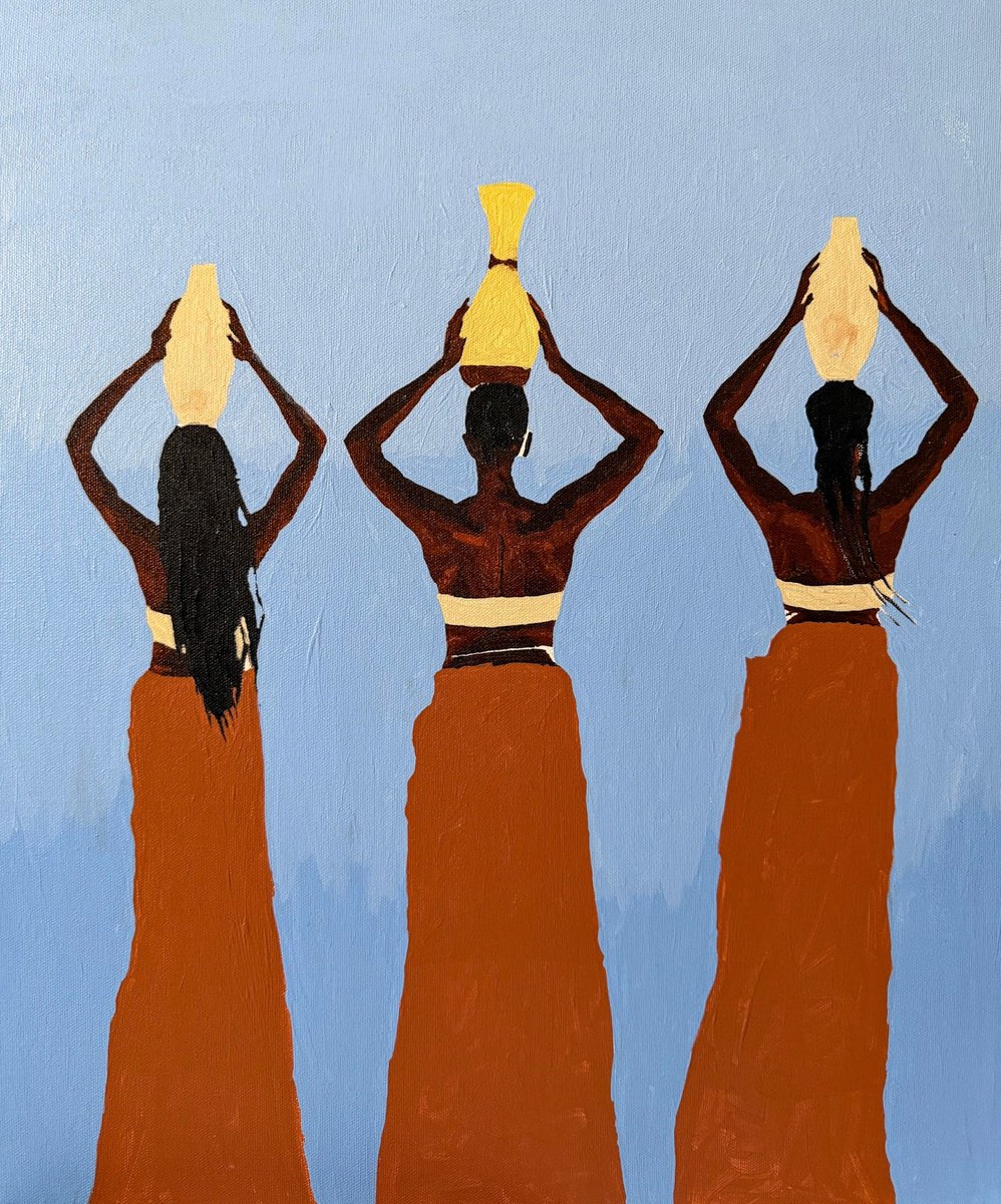 Sisters In Stride By Emmanuel Akolo, 20 X 24, Artwork For Sale On Artfinder