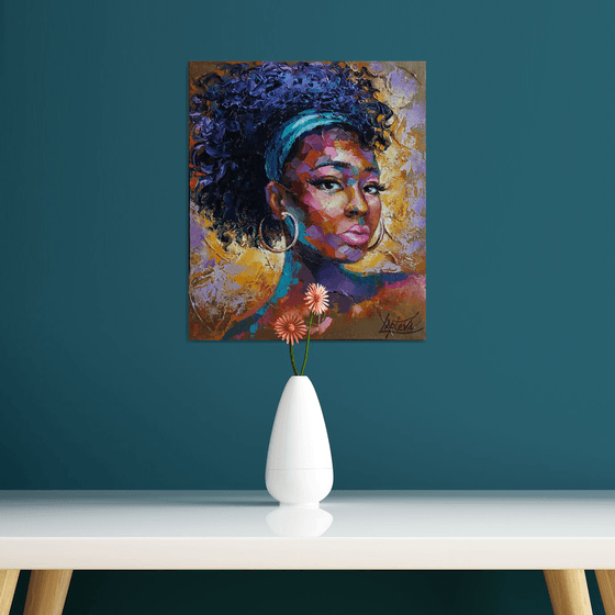 Sweet whisper original painting, abstract girl portrait, African woman ...