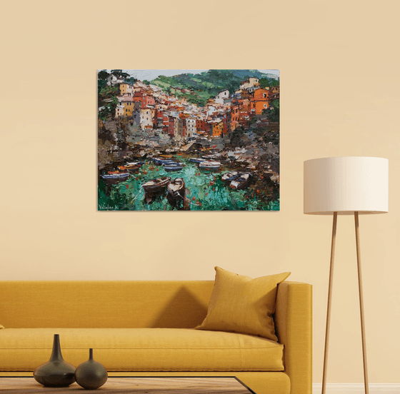 Riomaggiore, Cinque terre - Italian Landscape painting