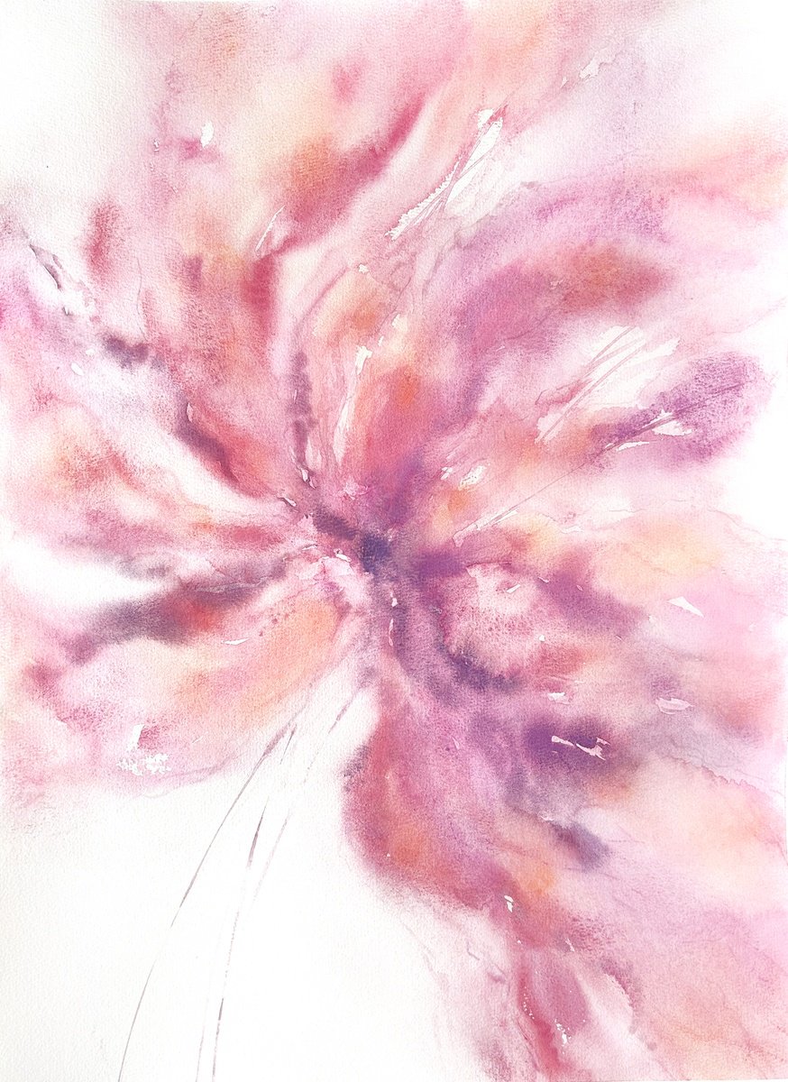 Abstract pink peony flower by Olga Grigo