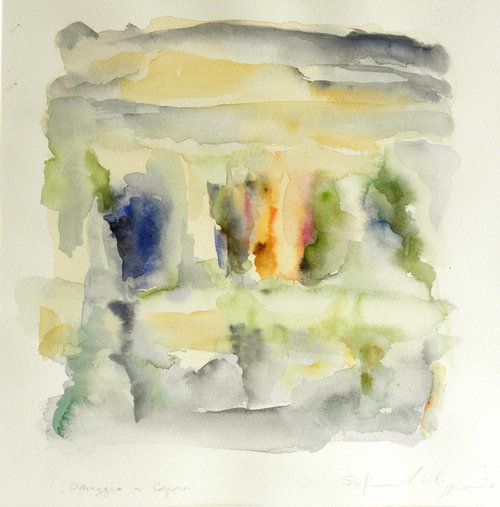 SAGE GREEN- acquarello su carta 27,5 x 27,5 B by Stefania Di Filippo