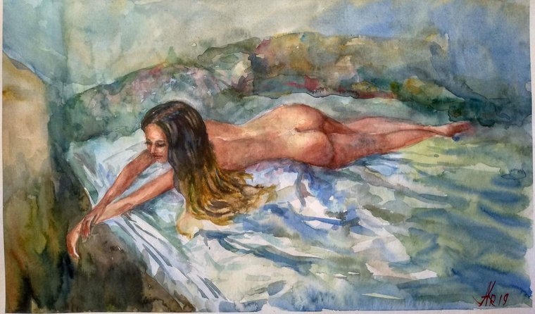 Erotic woman painting