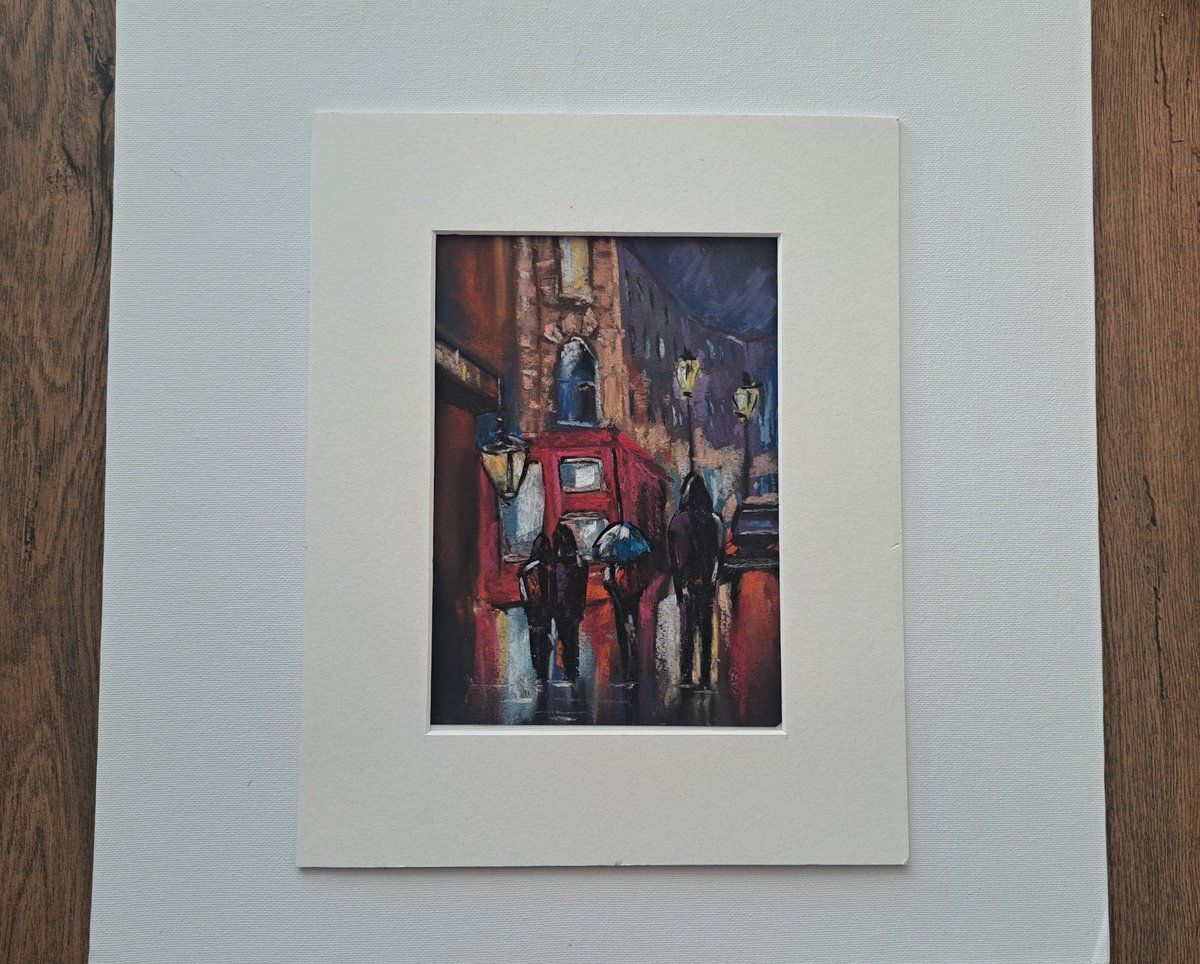 Impressionistic Portrait Pastel Drawing By Oksana Fedorova, 6 X 8", Night Cityscape Pastels, Original Artwork