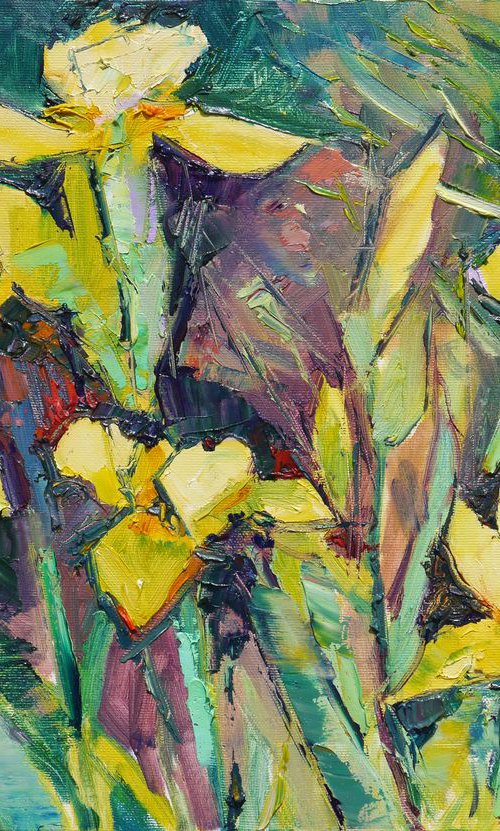 Yellow irises (plein air), 2019 original painting by Dima Braga