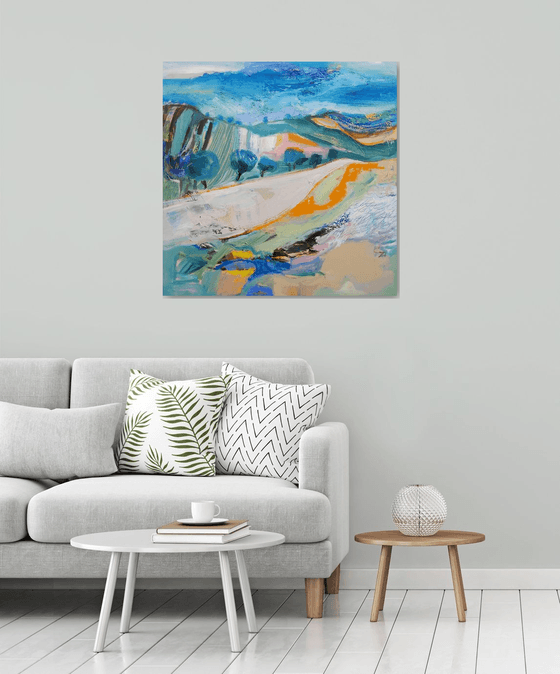 Original landscape, 90x90cm.