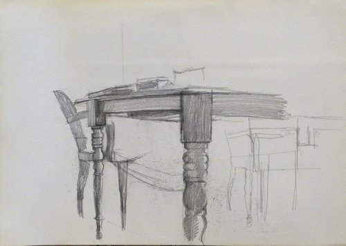Still Life: Chairs and Table, 29x21 cm by Frederic Belaubre