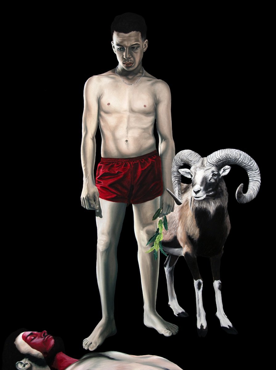 Photorealistic Portrait Oil Painting By Nicolas Maureau, 38 X 51", David, Original Artwork