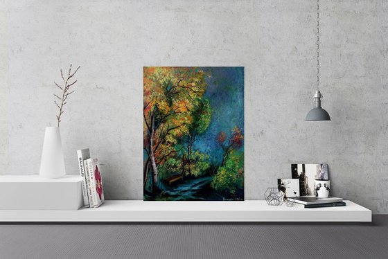 " The blue trail " - 30 x 40cm Original Oil Painting