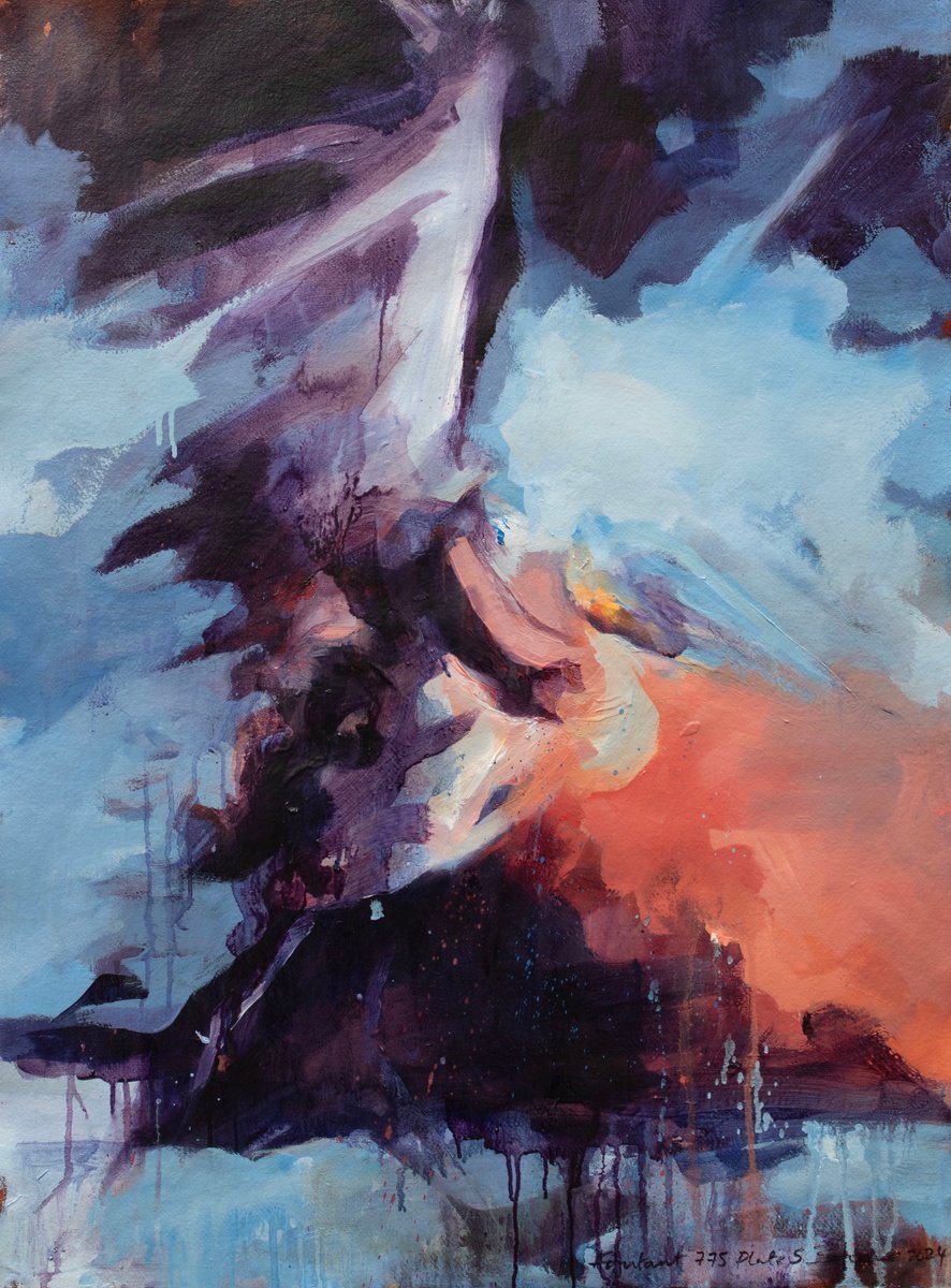 Expressive Animal Oil Painting By Zil Hoque, 22 X 30", Adjutant 775 Plate 5, Original Artwork