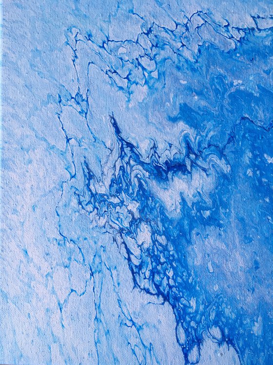 "My Blue Heaven" - FREE USA SHIPPING - Original PMS Abstract Diptych Fluid Acrylic Paintings On Canvas - 32" x 20"