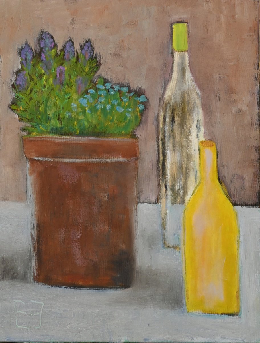 Expressive Oil Painting , Still Life With A Lavender Pot By Elena Zapassky, 17 X 24, Artwork For Sale On Artfinder