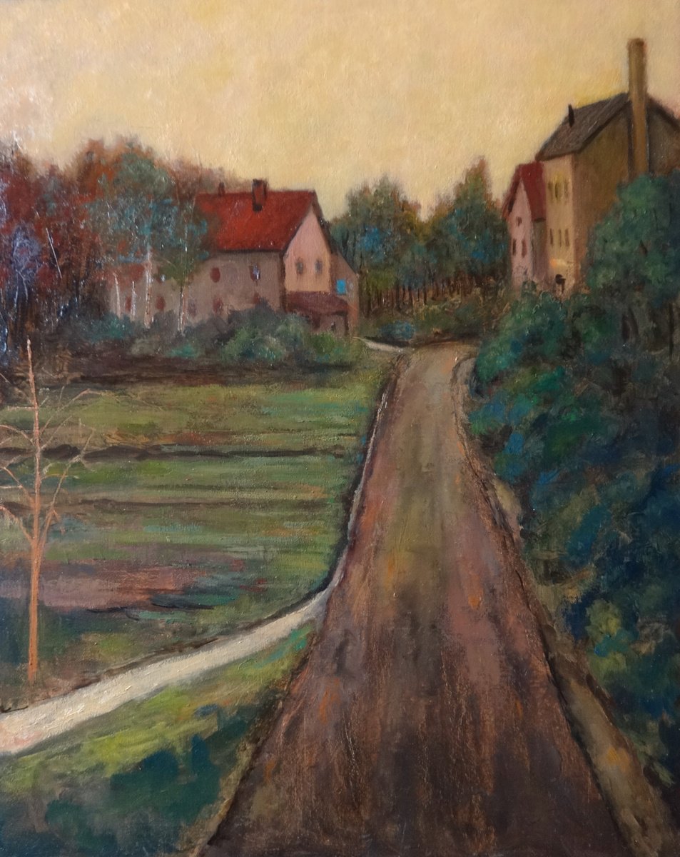 Landscape Oil Painting By Massimiliano Ligabue, 16 X 20", Countryside Landscape, Original Artwork