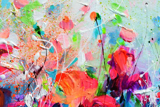 Red Wild Poppies Field at Dusk