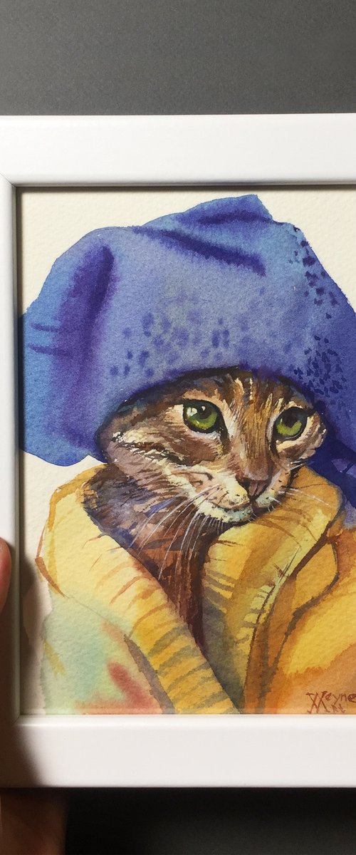 Cat in the bathroom by Natalia Veyner