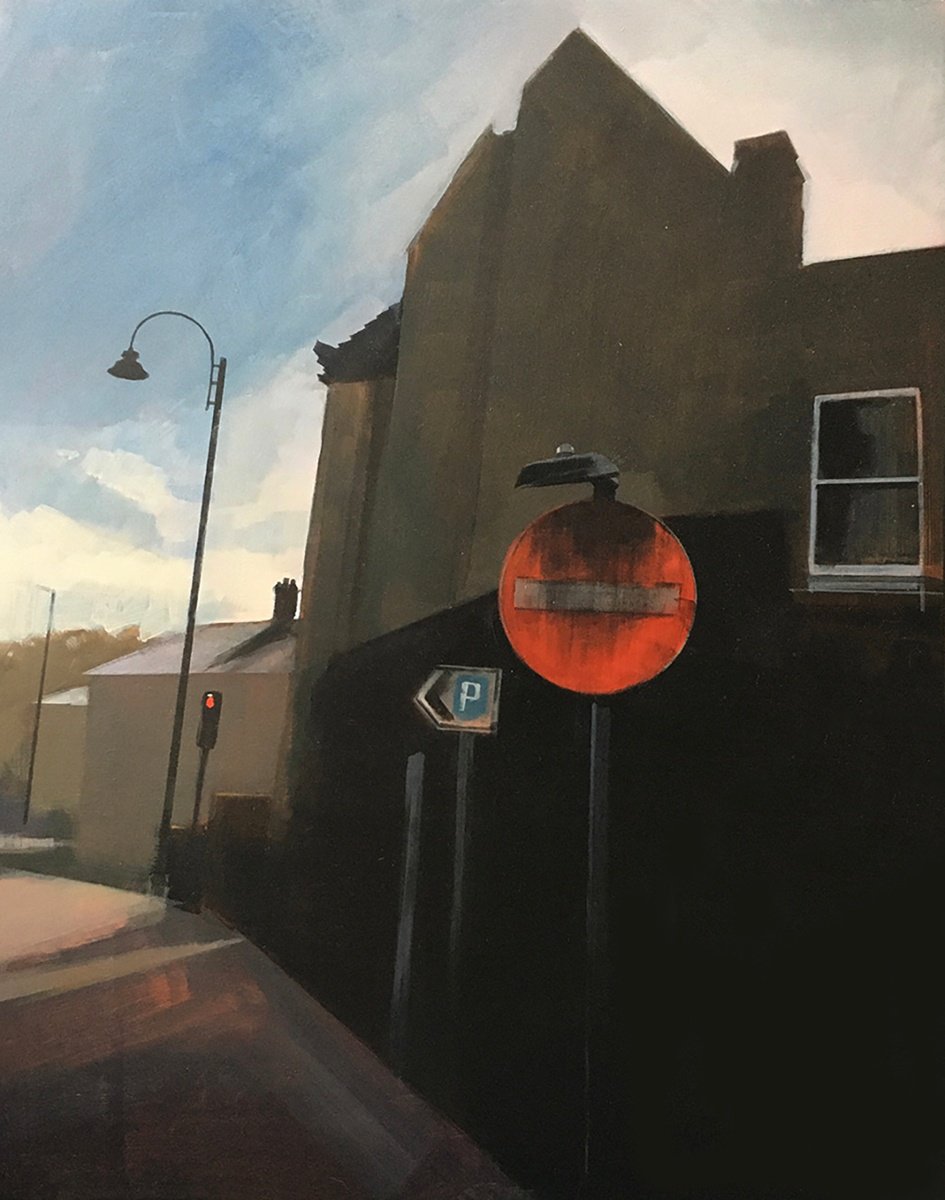 Impressionistic Cityscapes Acrylic Painting By Andrew Morris, 16 X 20, No Entry, Original Artwork