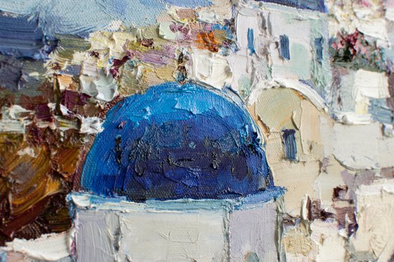 Santorini, Greece seascape - Original oil impasto landscape painting