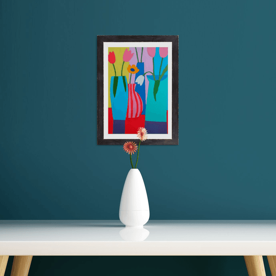 Four Vases of Flowers (Print)