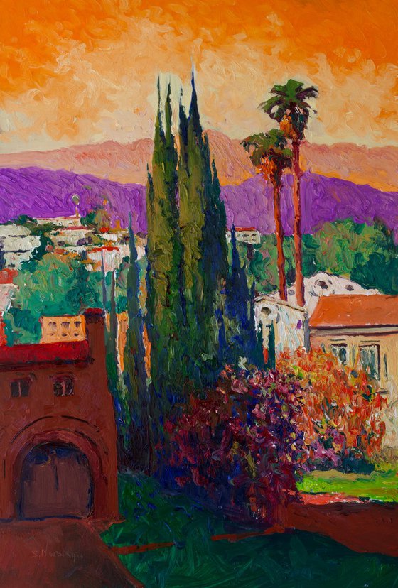 Evening and Cypresses