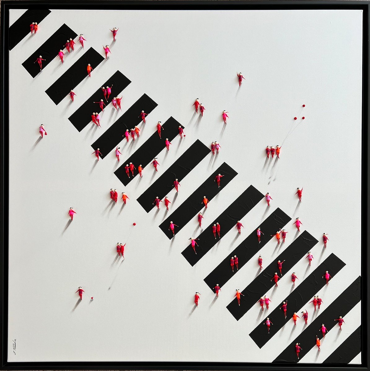 Abstract Portrait Acrylic Painting By Eka Peradze, 40 X 40, Freedom People ,,Crosswalk - ? Eka Peradze Art, Original Artwork