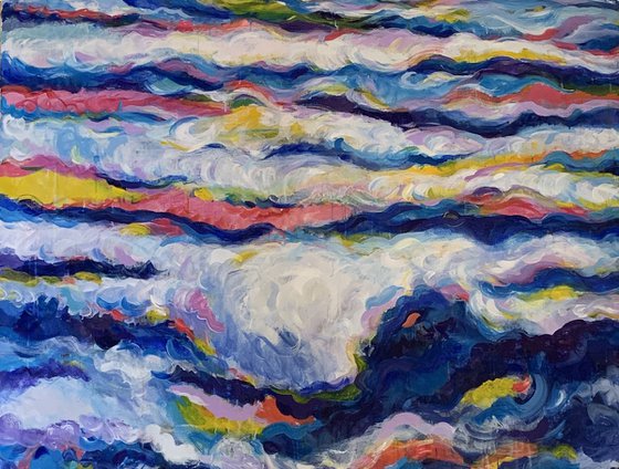 SEA - original landscape painting, seascape, beach seashore waves