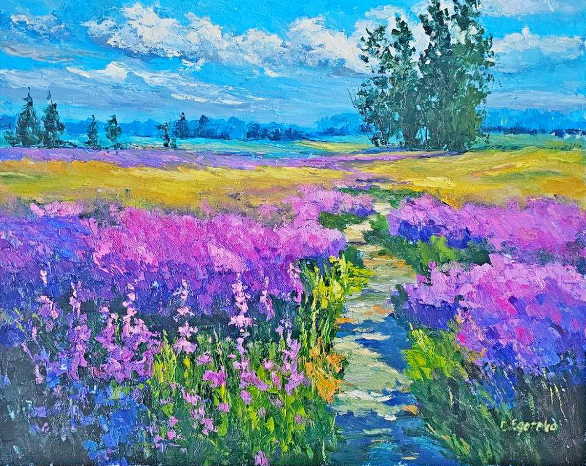 Lavander Path By Olga Egorov, 20 X 16, Artwork For Sale On Artfinder