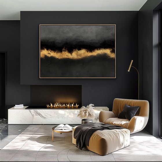 Black and Gold Skyline at Midnight