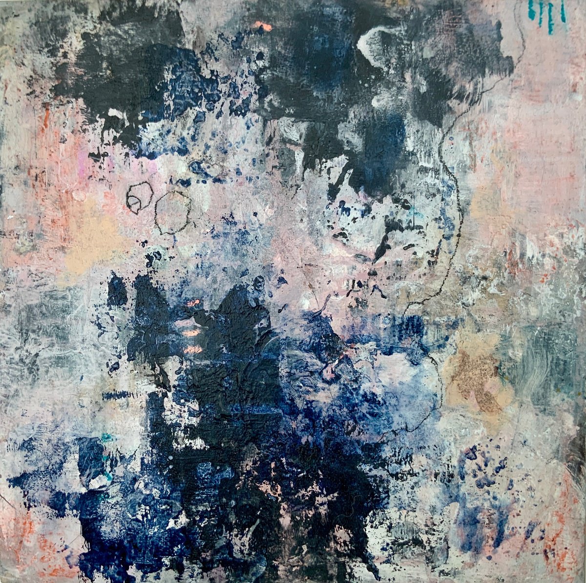 Organic Abstract Painting By Alexandra Jagoda (Ovcharenko), 12 X 12, Echoes Beneath The Surface, Original Artwork