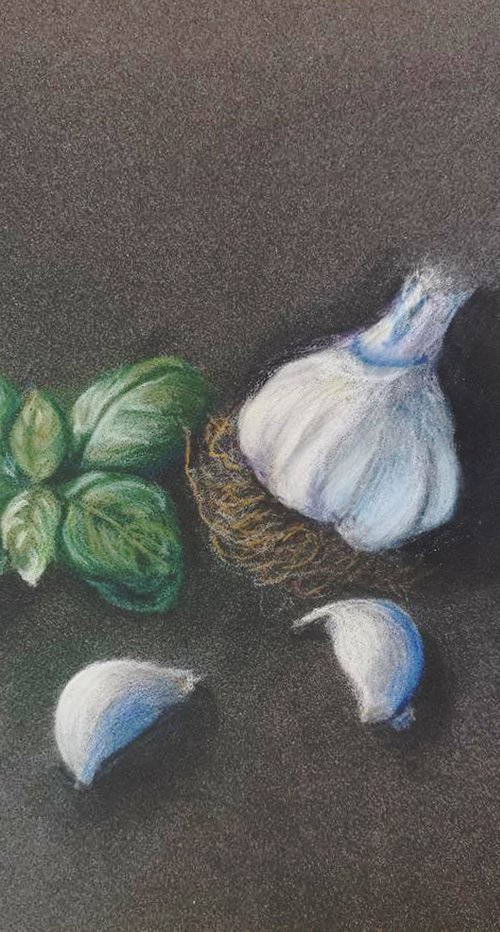 Garlic and basil from life by Oksana Siciliana