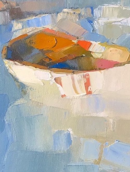 Boat, Original oil painting, Handmade artwork, One of a kind by Vahe Yeremyan