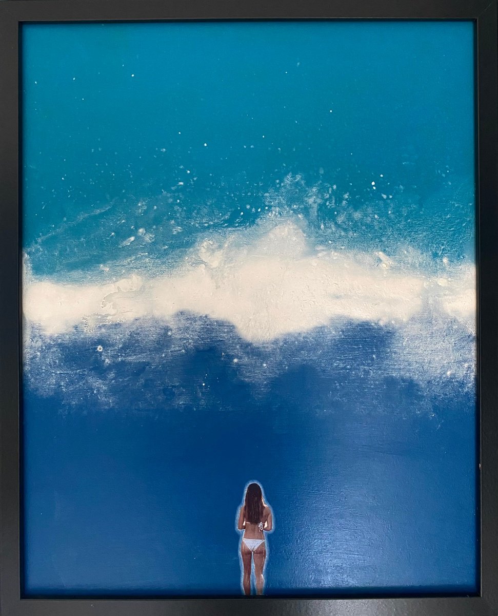 Surrealistic Landscape Painting By Stefano Pallara, 17 X 20", Peace Comes From Goodbyes N.2, Original Artwork