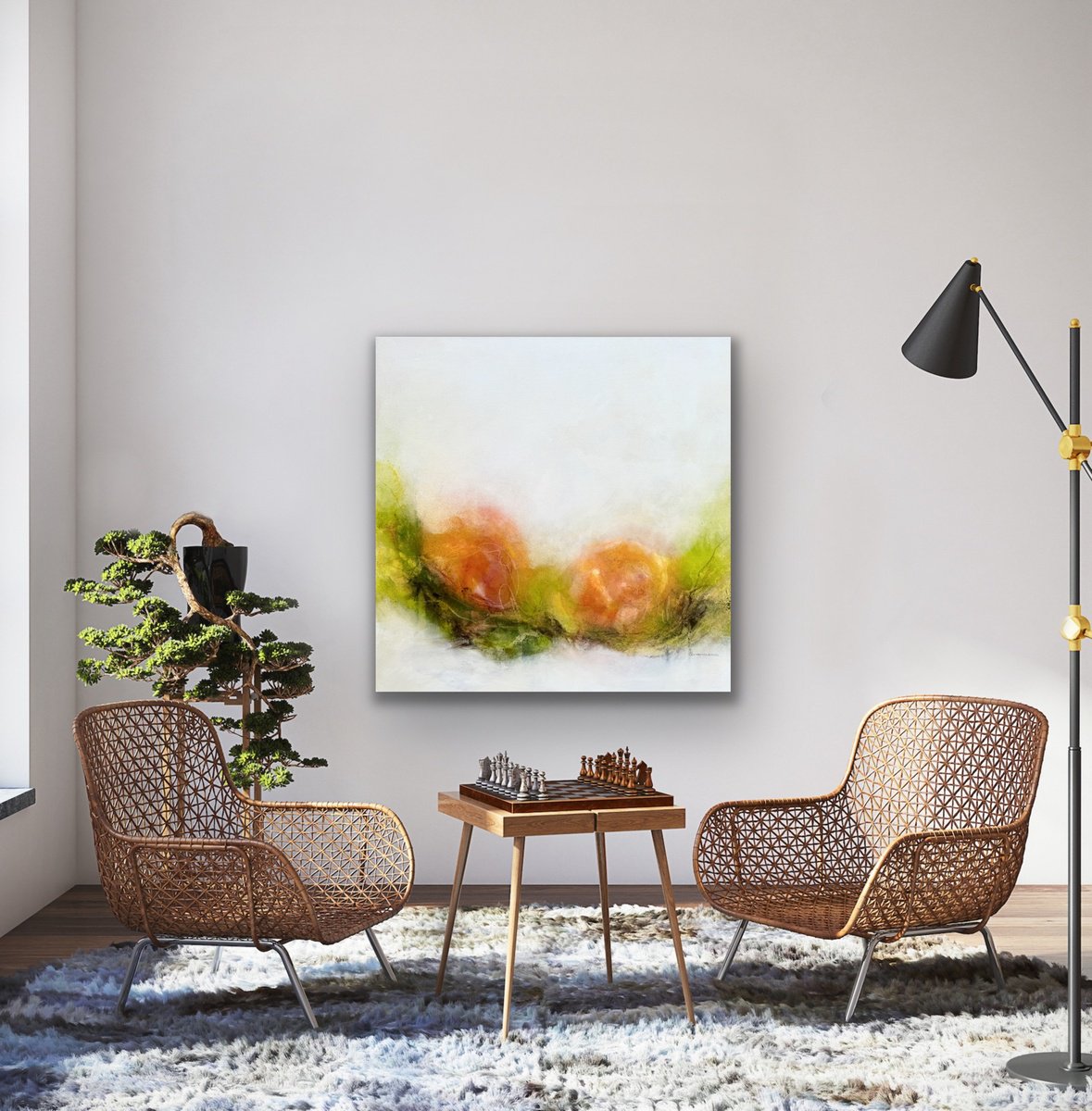 Abstract Landscape Acrylic Painting By Kirsten Schankweiler, 31 X 31", Blooming Dreams No. 4, Original Artwork