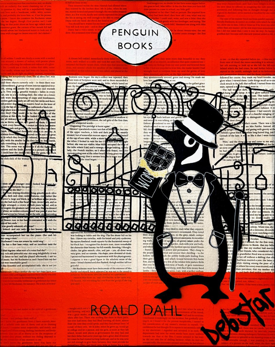 Urban And Pop Acrylic Painting , Penguin Books Charlie & The Chocolate Factory By Deborah Lang, 16 X 20, Artwork For Sale On Artfinder