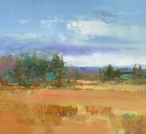 Through the Field, Landscape Original oil painting, One of a kind Signed by Vahe Yeremyan