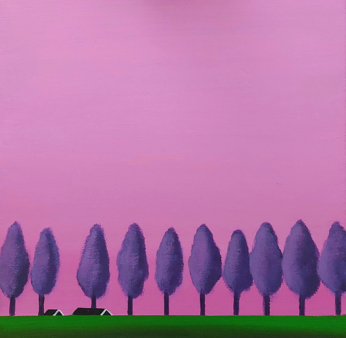 Impressionistic Landscape Acrylic Painting By Nelly Van Nieuwenhuijzen, 12 X 12", Dawn (7), Original Artwork