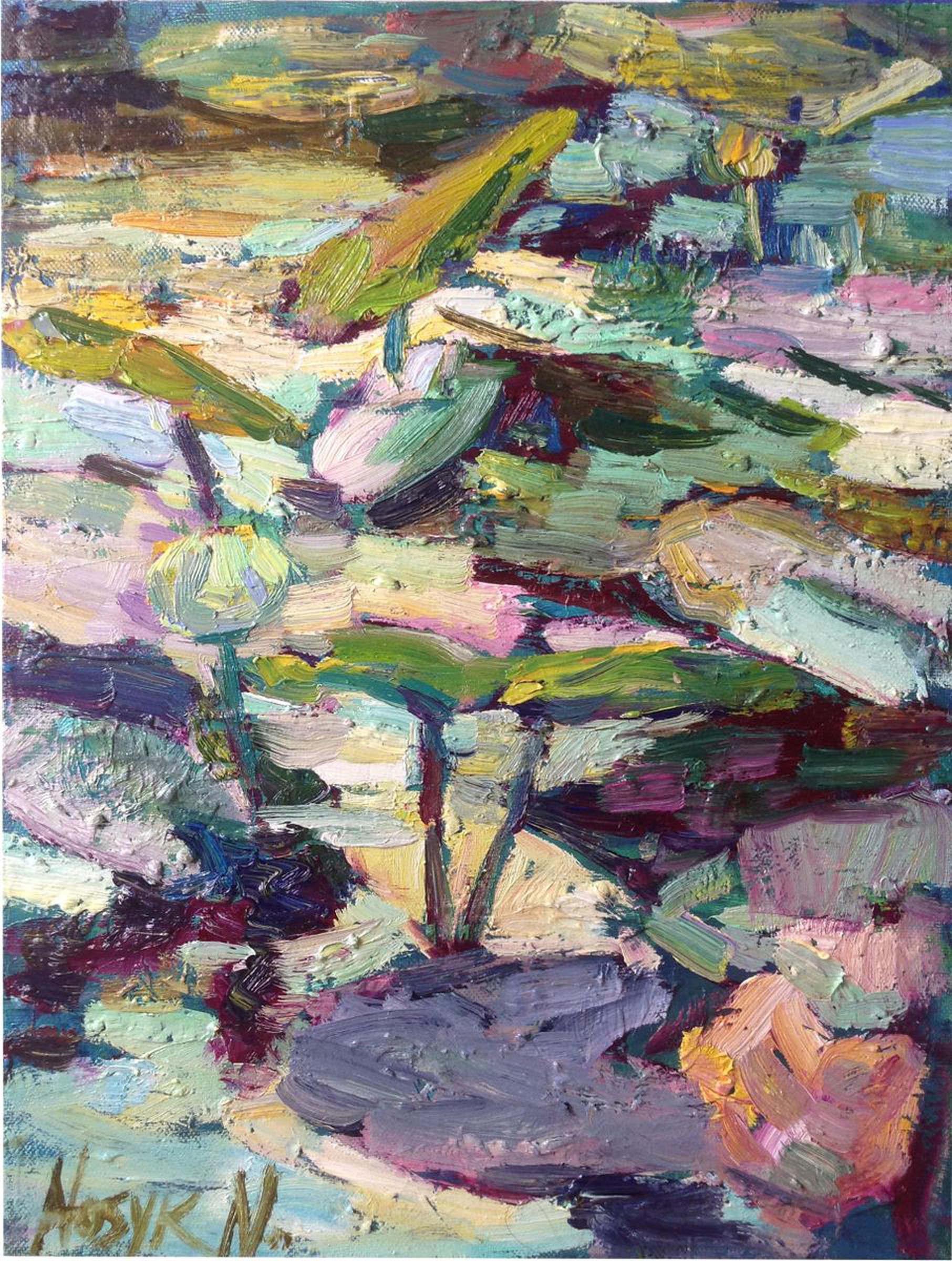 Abstract Water Lily Pond Light Oil Painting Artfinder