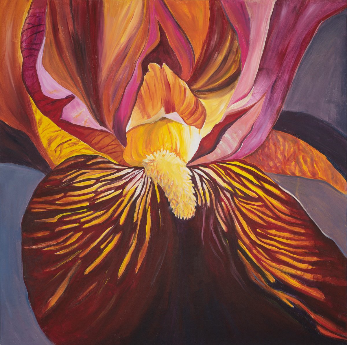 Photorealistic Botanical Acrylic Painting By Eliry Arts, 40 X 40, Fierce Feminine, Original Artwork