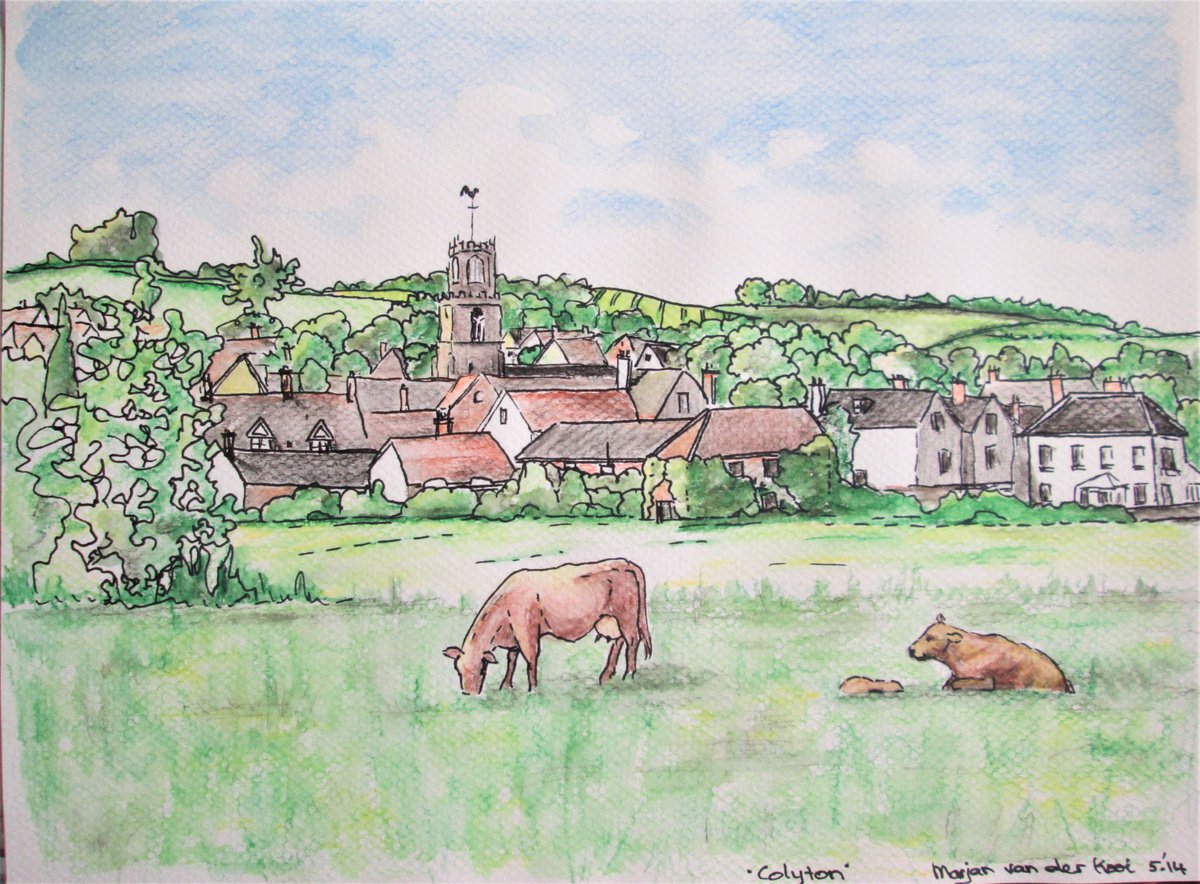 COUNTRYSIDE, Original Pen and Wash by Marjan