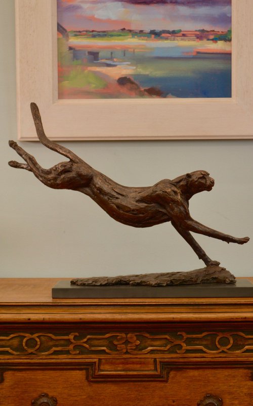 Running Cheetah Bronze Resin by Tanya Russell