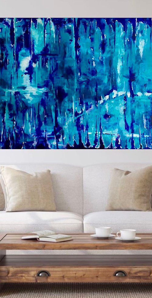 Blue dreams inspired by  nature for interior design 112 x 82 x 2 cm by Olga Koval