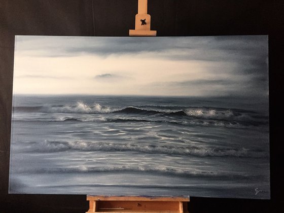 Looking into Eternity, large monochromatic ocean painting